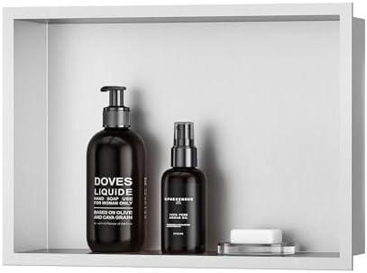 Qeke Stainless Steel Shower Niche 18" X 12", No Tile Needed Wall Niche, Recessed Shower Shelf for Bathroom Storage, Brushed Nickel