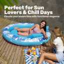 SLOOSH Inflatable Tanning Pool Lounger Float, 72" x 56" Pool Floats Adult with Pillow, 4 in 1 Round Suntan Tub Raft Floatie,Sunbathing Bed Lounge for Water Blow Up Ball Pit Party Gifts, Blue