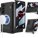 for Samsung Galaxy Z Fold 6 Case with New Integrate Thinner Pen Holder, Built in Privacy Screen Protector, for Round Shape Magsafe Accessories, Adjustable Metal Stand, Magnetic 2024, Black