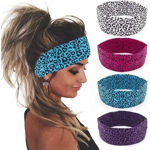 DRESBE Boho Yoga Headbands Leopard Print Hair Bands Stretchy Head Wraps Elastic Hair Accessories for Women (Pack of 4)