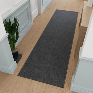 Ottomanson 1'10" x 22' Ultra-Thin Hallway Runner Rug - Durable Non-Slip Carpet for High-Traffic Areas - Fits Under Doors for Seamless Entry - Ideal for Kitchen, Entryway, Bedroom & Living Room, Black