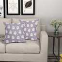 Farmhouse Cotton Linen Pillowcases - Cute Ghost 18x18 Inch Purple And White Spooky Throw Pillow Covers Set of 2 For Halloween Home And Outdoor Decor