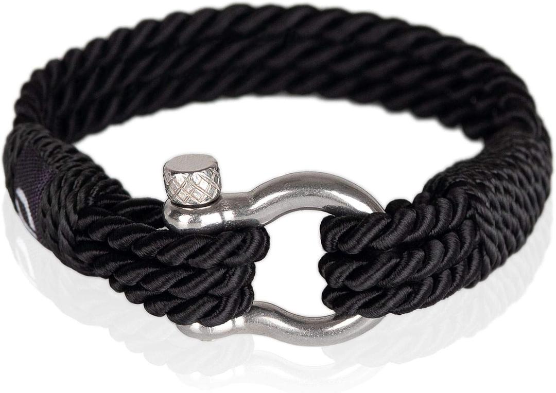 Paracord Bracelet for Men - Twisted Rope Bracelets for Men, Handmade Mens Bracelets Jewelry, Boyfriend Gifts Birthday, Pulseras Para Hombres, Men's Bracelet Gifts for Son (8.5, Black)