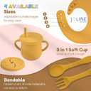 Silicone Baby Feeding Set - Perfect silicone plates for baby & Toddler Plates with lid, Baby Bowls with Suction, Baby Utensils - Baby Led Weaning Supplies & Eating Essential - (Yellow)