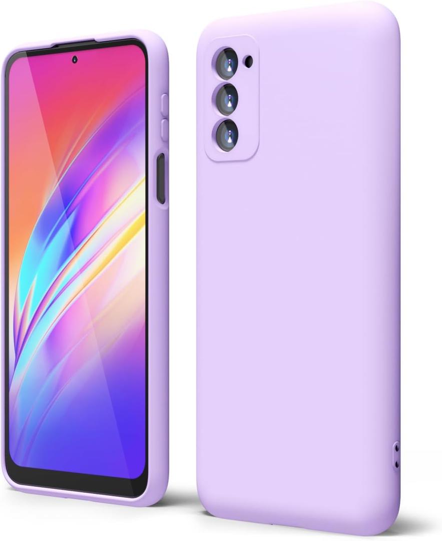 oakxco for Moto Edge 2021/Edge 2021 5G UW Phone Case Liquid Silicone, Thin Slim Soft Rubber TPU Plain Smooth Gel Cover for Women Girl, Matte Solid Protective & Shockproof, Lilac Lavender Light Purple