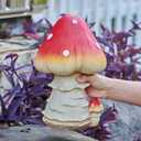 Mushroom Decor Fairy Garden Accessories - Outdoor Garden Decor Mushrooms Ornament for Garden Decoration Garden Gnome's Favorite Mushroom Statues (12.2” Red)