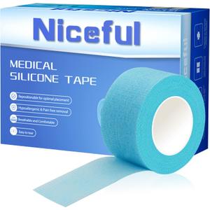 4 Rolls Silicone Sensitive Skin Tape 1"x 4 Yard, Repositionable Medical Tape for Waterproof, Easy to Remove, Blue Lash Tape Non-Woven Silicone Roll Tape for Wound Care 4 Rolls Silicone Sensitive Skin Tape 1"x 4 Yard, Repositionable Medical Tape for Waterproof, Easy to Remove, Blue Lash Tape Non-Woven Silicone Roll Tape for Wound Care