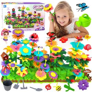 CORPER TOYS 282 Pcs DIY Flower Garden Building Toys Set for Girls Toddler STEM Toy Building Set for Kids Gift for Birthday Christmas