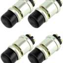 QWORK Engine Start Push Button Switch, 4 Pcs 12V 50A Momentary Start Switch for Car Truck Boat, Black Cap