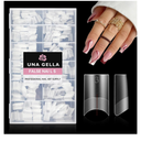 UNA GELLA Medium Square Gel Nail Tips 504pcs Full Matte Square Gel Tips Half Cover Clear False Nails Tips No C Curve with Position Line for Perfect Nail Extentions 12 Sizes, Gelly Tips