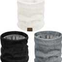 Chalier 3 Pack Neck Warmer for Women Cold Weather Knit Winter Scarf Thick Infinity Neck Gaiter for Men Women (A Pack Black White Grey)