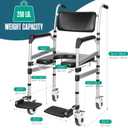 3-in-1 Rolling Shower Chair with Wheels, Commode & Wheelchair Function