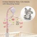 Baby Crib Mobile for Girls, Soft Knitted Woodland Characters Rabbit Squirrel, Pink and White Nursery Decor, Calming Soother with 12 Lullabies Essential and Perfect Gift for Girls
