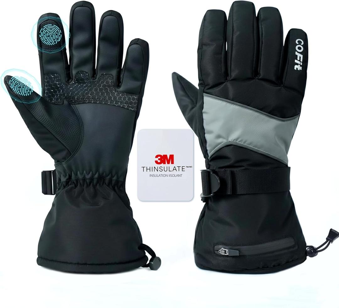 COFIT Ski Gloves for Men and Women, 3M Thinsulate C100 Insulated Winter Gloves Waterproof Windproof Touchscreen Snow Gloves for Skiing, Snowboarding, Hiking & Outdoor Work (X-Large)