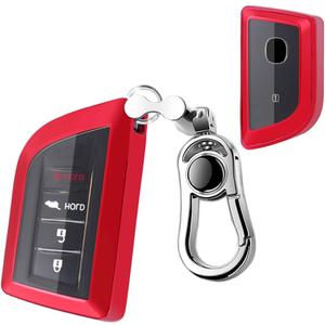Key Fob Cover for Acura, Compatible with 2022 2023 Acura RDX Inggera MDX RDX, Remote Key Fob Silicone TPU, Protective Key Fob Cover, Case Holder Shell wih Keychain Red