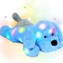 Hopearl LED Plush Puppy Light up Stuffed Animal Dog Floppy Pup Night Lights Glow in The Dark Christmas Winter Birthday Gifts for Kids Toddler Girls, Blue, 17''