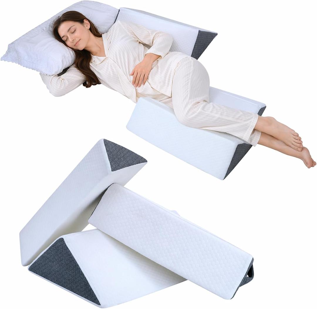 3-Piece Positioning Wedge Pillow Set, Firm Foam Bed Wedges & Body Positioners for Adults, Foam Wedges for Positioning in Bed, Side Sleeping Support, Knee Elevation, Repositioning and Home Care