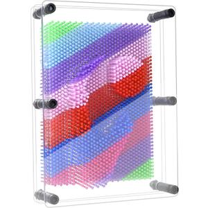 MICKYU 3D Pin Art Board, Rainbow Pin Impression Toy for Kids Teens and Adults, Classic Desk Sculpture Novelty Toy for Handprints, Shapes and Small Objects, 6 x 8 Inch