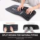 MEETION Ergonomic Keyboard Wireless, Split Curved Keyboard with Cushioned Soft Wrist Palm Rest, 2.4GHz Cordless Computer keybaords, Full Size Natural Typing for Windows/Mac/Laptop/PC, Black