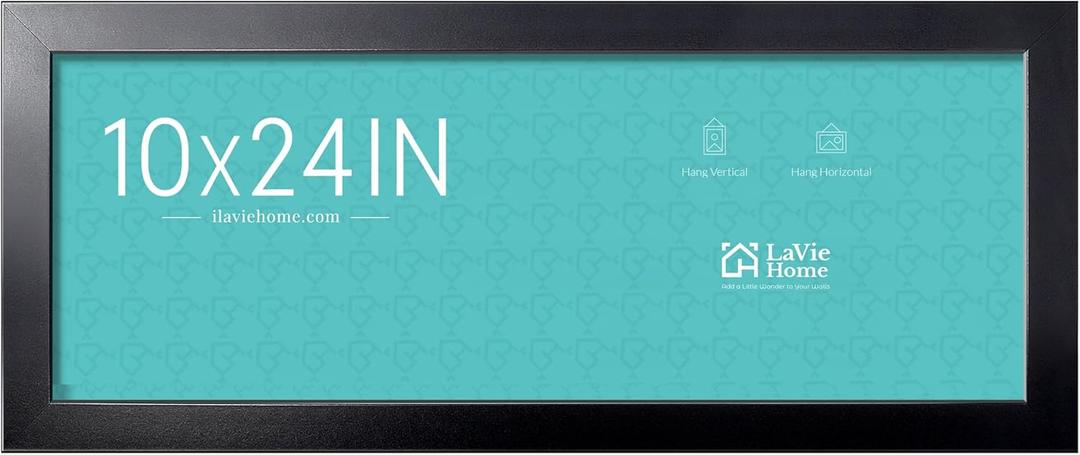 LaVie Home 10x24 Picture Frame Black, Panoramic Picture Frame for Wall Decoration, Classic Black Minimalist Style Suitable for Decorating Houses, Offices, Hotels1 Pack