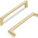 Lardmon Brushed Gold Modern Cabinet Pulls 5 Inch(128mm) Hole Center 5 Pack Timeless Drawer Pulls Vanity Pulls Classic Solid Kitchen Cabinet Handles Hardware for Dresser, 5.4 Inch(138mm) Total Length