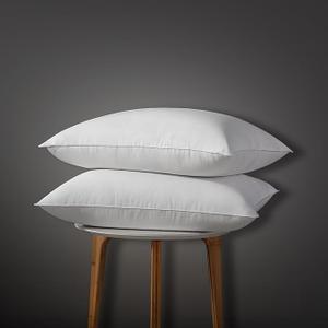 Globon Luxury Down Pillows Queen Size Set of 2 for Side Sleepers, 100% Cotton Shell Hotel Collection Bed Pillow for Sleeping, Firm Feather Down Pillow