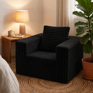 32'' Boneless Sofa Chair Single Couch for Small Space Ergonomic Backrest,Anti-Slip Base, High-Density Foam, Reading, Gaming, Floor Lounging, Bedroom & Playroom, 32"D x 32"W x 21"H