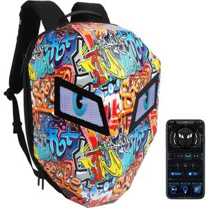 Ruconla LED Backpack Laptop Bag Motorcycle Riding bag, Hard Shell LED Motorbike Luggage Bags High-Capacity Helmet, Waterproof Backpack With Programmable Screen[Battery not included], 14.17 inches x 7.09 inches x 18.9 inches