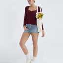 OMKAGI Cute Peplum Babydoll Tops for Women Going Out Double Layer Long Sleeve Shirts (XS)