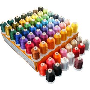 New brothread 64 Spools 1000M (1100Y) Polyester Embroidery Machine Thread Kit for Professional Embroiderer and Beginner Each Spool with Locking Base Resists Thread Tangling