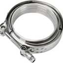 BLACKHORSE-RACING 4" Inch V Band Clamp with Stainless Steel Flange 4 Inch V Band Bolt Clamp with 2 Male Female Flanges for Turbo Pipe Performance Exhaust Sysformance Exhaust Pipes