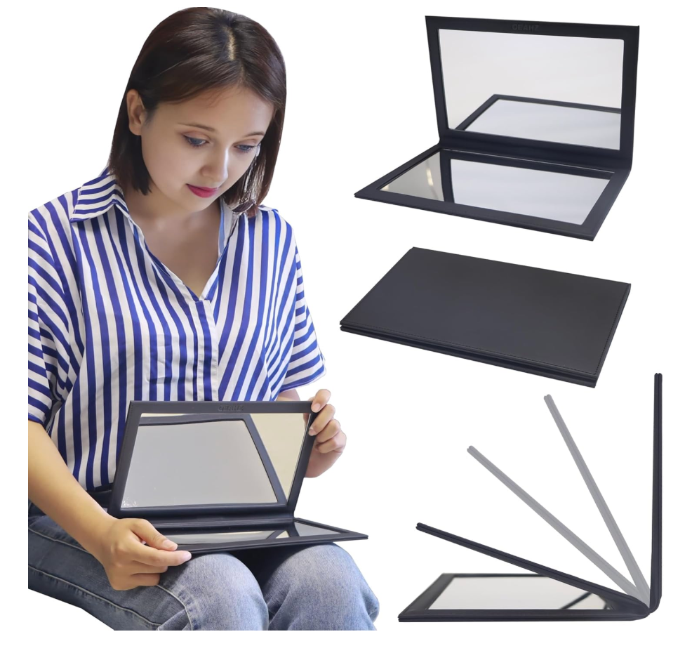 Adjustable Mirror - Large Size, Black, Face Down Mirror for Vitrectomy, Watch TV During Eye Surgery Recovery