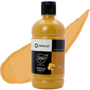 Artecho Yellow Ochre Acrylic Paint - Large Bottle 500ml / 17oz, Craft Paint for Canvas, Rocks, Wood, Fabric, Ceramic, Non-Toxic