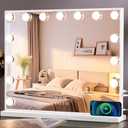 VANITII Hollywood Vanity Mirror with Lights USB Charging 22.8*18.1 Lighted Makeup Mirror with 15 LED Bulbs Dimmable 3 Modes Tabletop for Cosmetic