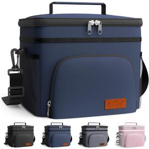 HOTOR Insulated Lunch Box for Men & Women - Leak-Proof Cooler Lunch Bag with 4 Pockets, Adjustable Strap, Ideal for Work, Picnic, Travel - Medium, Navy Blue, 10.2"6.9"8.5"