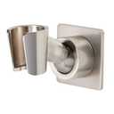 All Metal Handheld Shower Head Holder - Adhesive Wall Mount Bracket - Brass Spray Wand Holder - Brushed Nickel - Drill Free Glue Installation