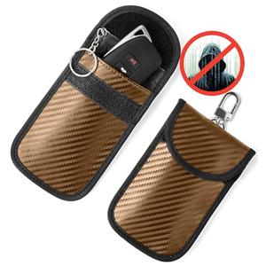 Vammcht Upgraded Faraday Bag for Key Fob (2 Pack), Premium Faraday Key Fob Protector– Car RFID Signal Blocking, Car Security Protection, Anti-Theft Pouch, Anti-Hacking Case Blocker Brown