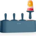 Popsicle Mold Set 4 Pieces Homemade Silicone Popsicle Maker Easy Release Ice Cream Molds Reusable DIY Pop Molds (Blue, IcyClassic Pops)
