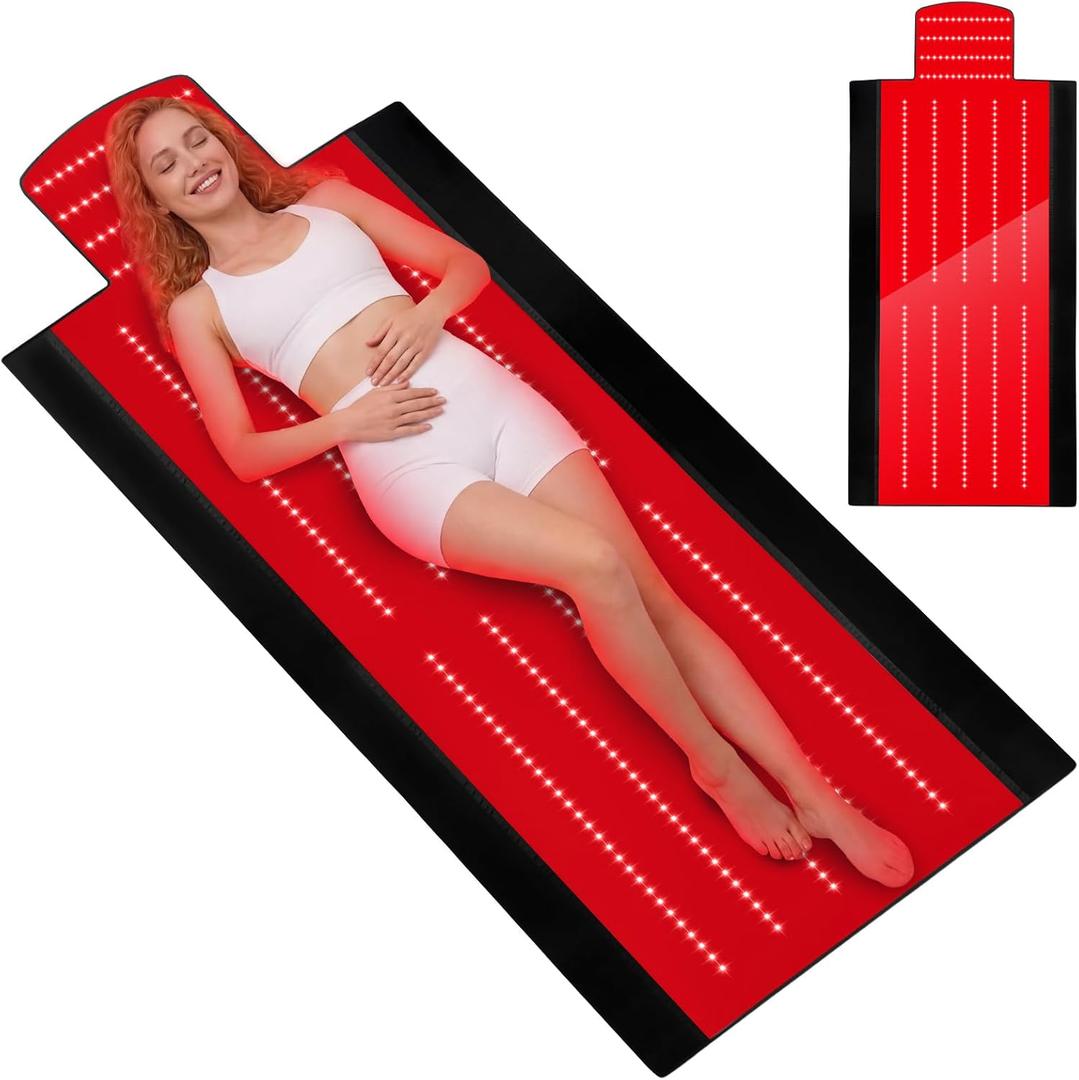 Red Light Therapy Mat for Fully Body, Red Light Blanket Dual Wavelength 660nm & 850nm Infrared Red Light Therapy Pad, Ideal for Home/Office/Men/Women/Elderly 74.8inch*33.46inch 360 LEDs