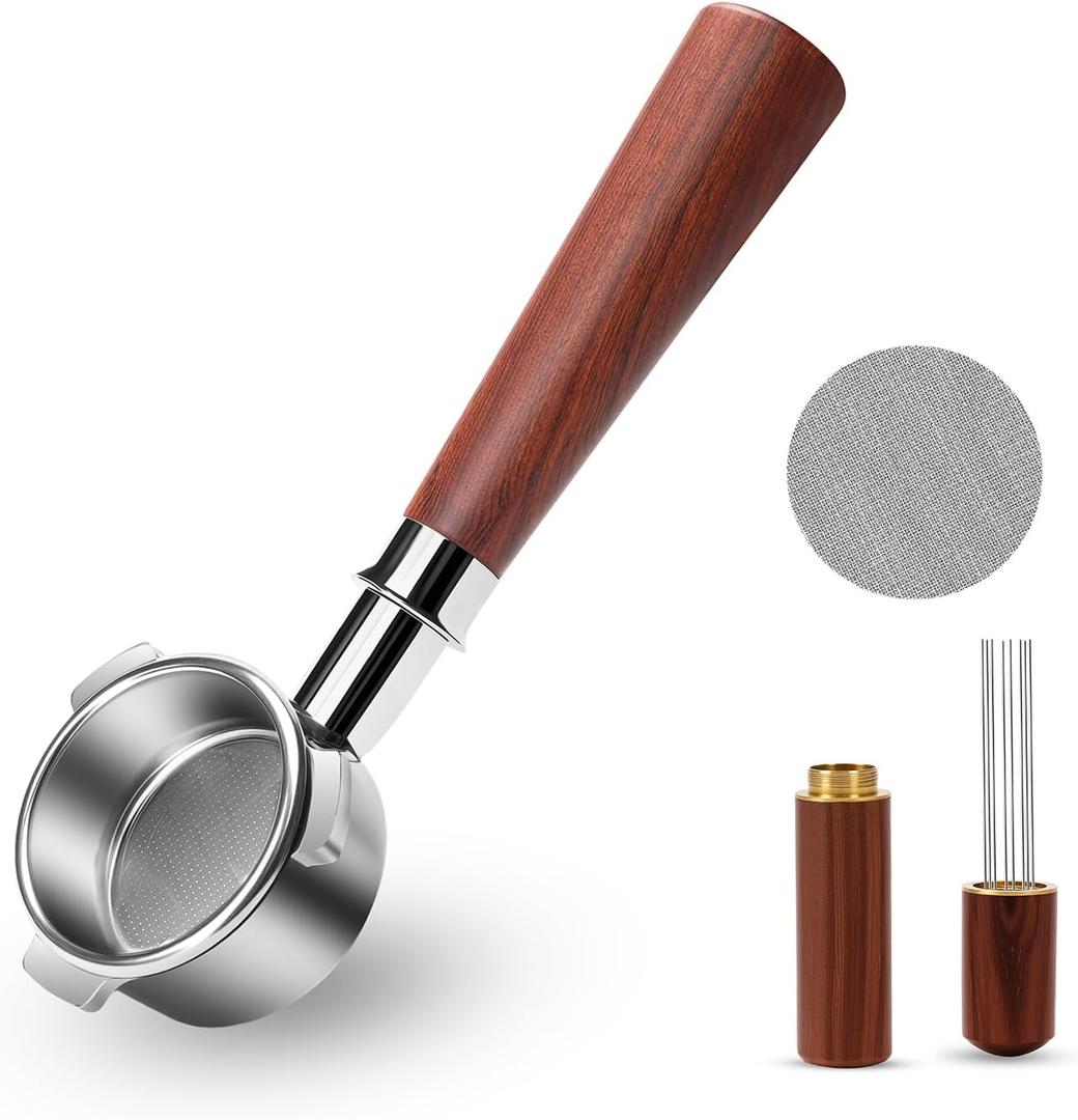 54mm Bottomless Portafilter, 3 Ears Espresso Portafilter, Compatible with 54mm Breville Sage Barista Espresso Machine, Puck Screen and Distribution Tool Included, Espresso Accessories Kit (54mm | Compatible with Breville | 3 Ears)