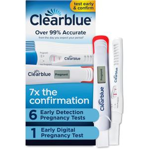 Clearblue Early Pregnancy Test Kit, at-Home Pregnancy Test Kit for Women, hCG Hormone Pregnancy Tests with Easy-to-Read Results, 7 Tests
