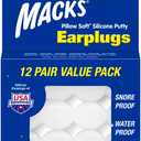 Mack's Pillow Soft Silicone Earplugs, 12 Pair  The Original Moldable Silicone Putty Ear Plugs for Sleeping, Snoring, Swimming, Travel, Concerts and Studying | Made in USA