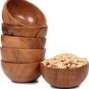 Set of 6 small acacia wood dessert bowls 4.2 * 2 inches | 8 oz capacity | Charcuterie accessories | use for dipping, condiments, nuts, ice cream, snacks, sauce, dips
