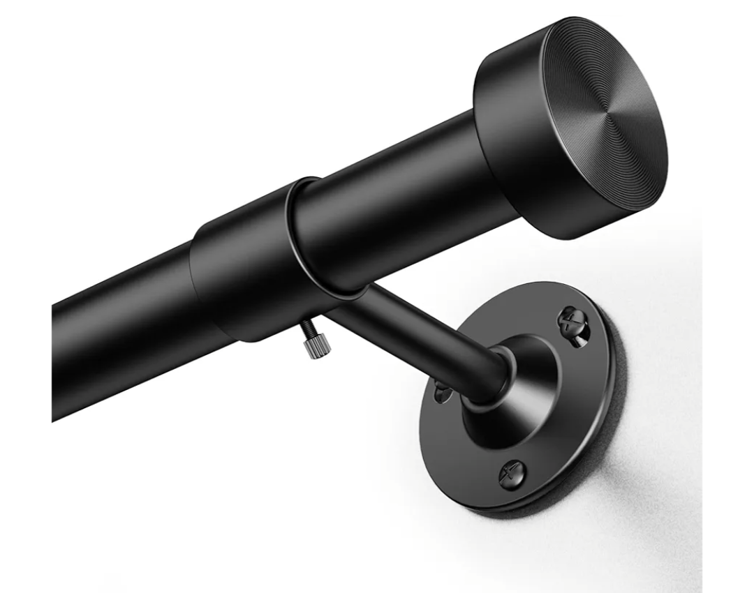 YaFex Heavy Duty Curtain Rods 32-150 Inch, 1 Inch Adjustable Black Curtain Rod for Windows, Extra Long Window Treatment Rods with Aluminium Finials, Easy Installation