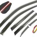 PSLER 6PCS Side Window Vent Visor Window Deflectors for Honda CRV CR-V 2023 2024 2025 Car Tape-on Window Visor with Stainless Trim Compatible with CRV LX EX EX-L Sport Hybrid Touring Accessories