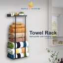 3 x Wall-Mounted Towel Rack  Retractable with Hanging Hooks  Heavy Duty Stainless Steel Organizer for Bathroom, Laundry Room & More (Black)