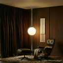 Residence Supply Zuru Floor to Ceiling Lamp - Adjustable 98"-110" Modern Pole Light with LED Bulb - Acrylic Globe Design - UL Certified - Sleek Metal Frame - Living Room & Bedroom Standing Lamp, Silver - 110" x 15.7"