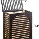 Laundry Hamper with Lid, Bamboo Clothes Laundry Basket with Handles, Removable 2-Section Liner bag, Hampers for Bedroom Aesthetic, Large Storage for Bath Towel, Sheets or Toys, Home (Brown)