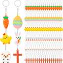 Equsion 60 Pcs Easter Keychain Easter Day Party Favors Bunny Key Chain Key Ring Rabbit Cross Hanging Kit Carrot Eggs Party Decorations for Hunting Party Decor