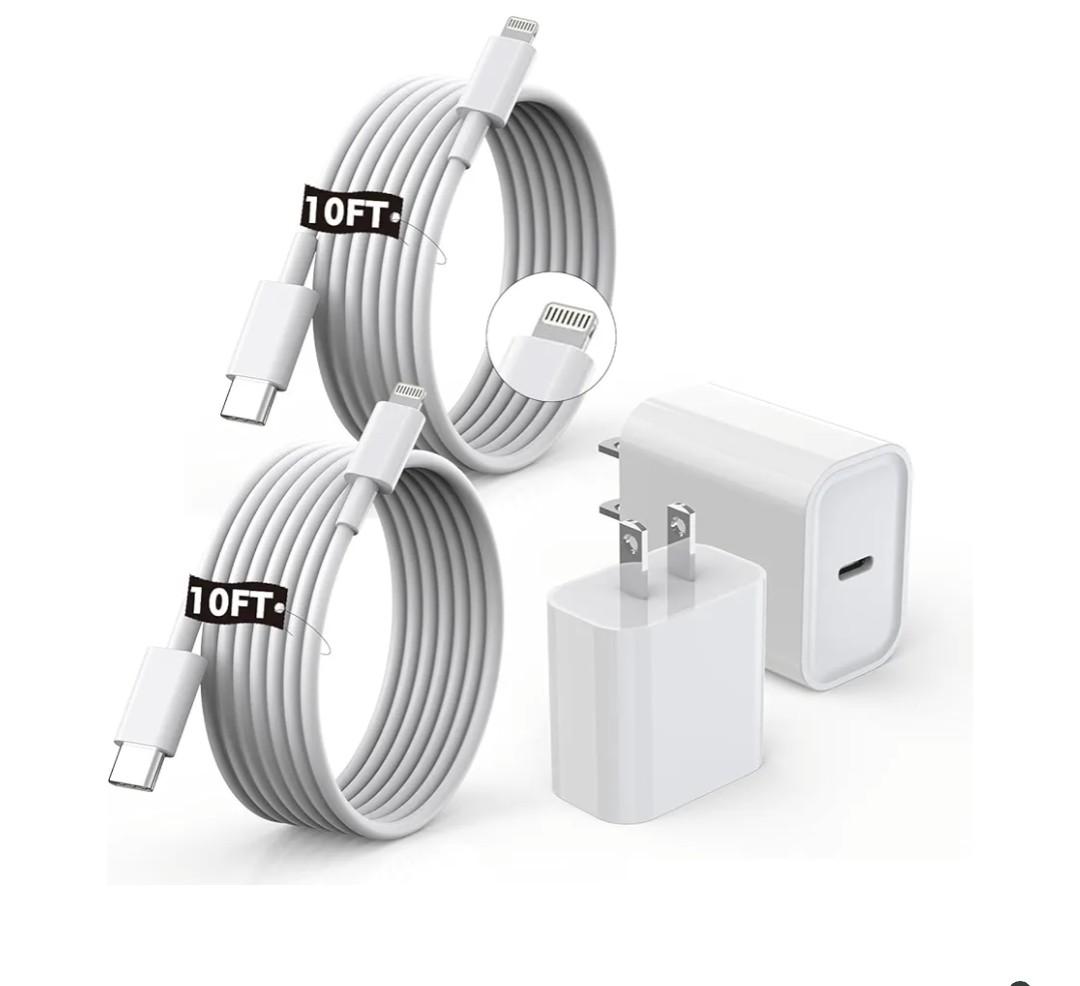 Apple MFi Certified]10FT Fast iPhone Charger,Extra Long Apple Charger Fast Charging 2Pack USB C Charger Block Plug + 10Foot Lightning Cable Cord for iPhone 14/Pro/Pro Max/Plus/13/12/11/XS/XR/X/SE2022